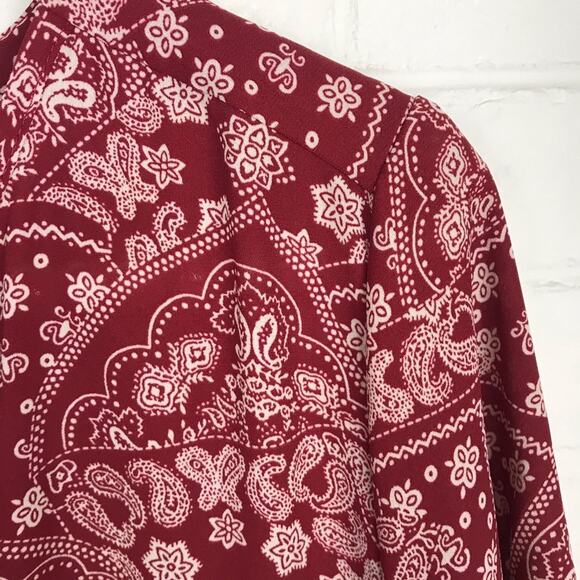 West Kei Nordstrom Red Bandana Boho Print Blouse Size S - Picture 5 of 9